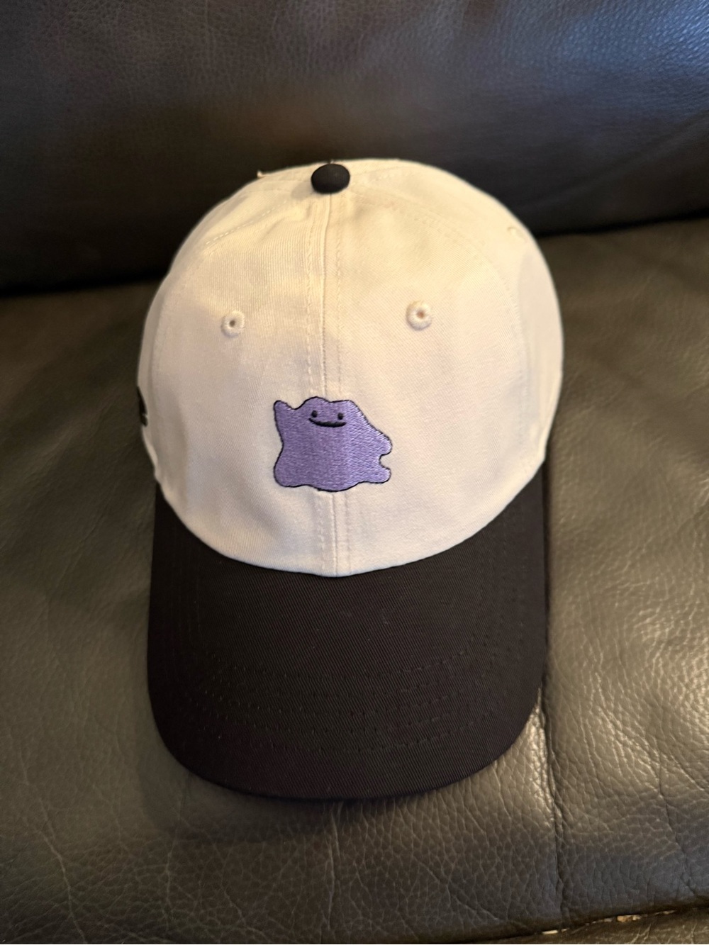 White and Black Baseball Cap with Purple Ditto Patch Pokémon x Target collab